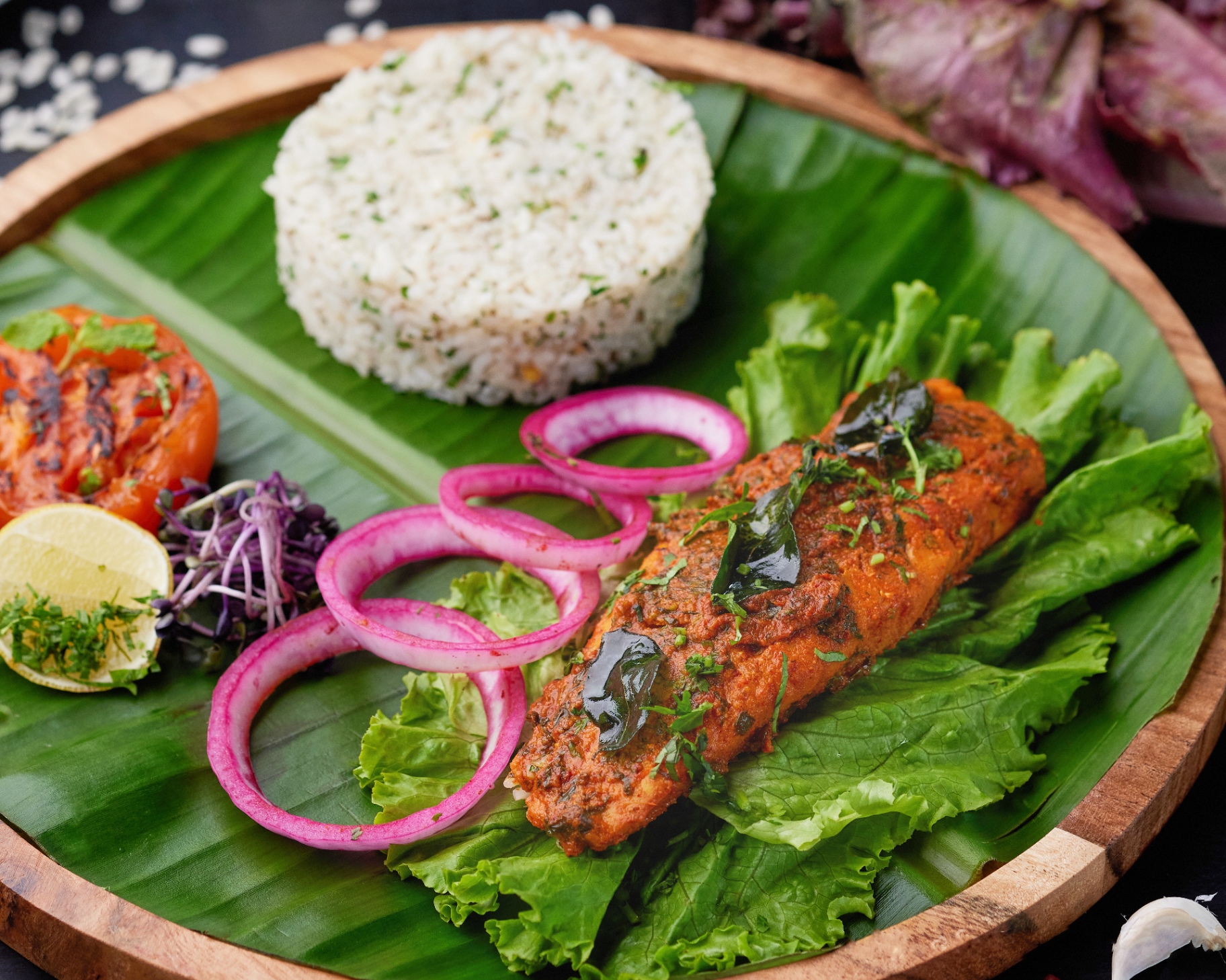 Banana leaf fish thali